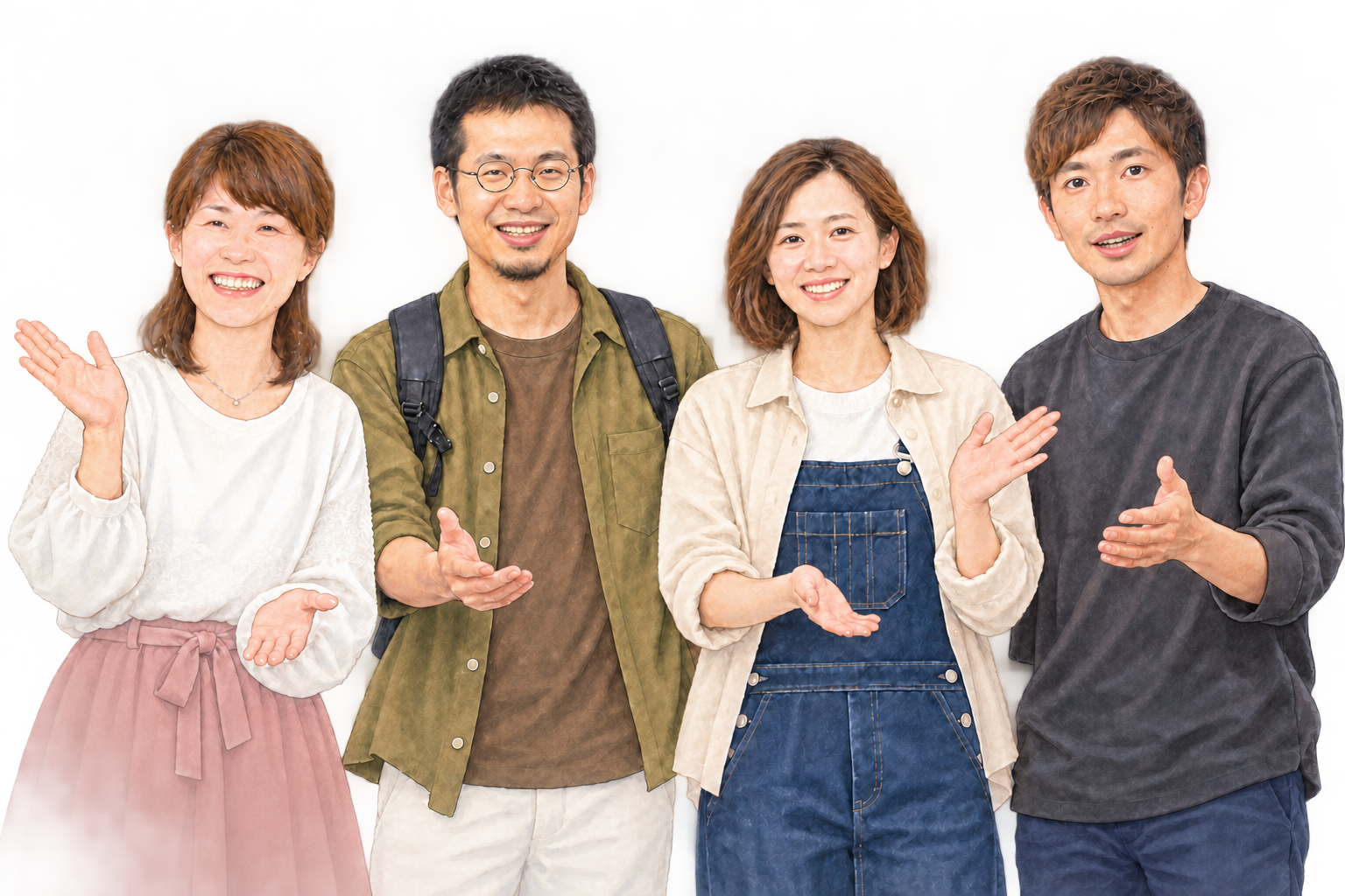 当日の運営メンバー4名を添付写真から描いたイラスト